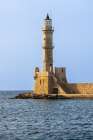 Greece, Crete, Chania harbor, old town. Chania Lighthouse. Art Print